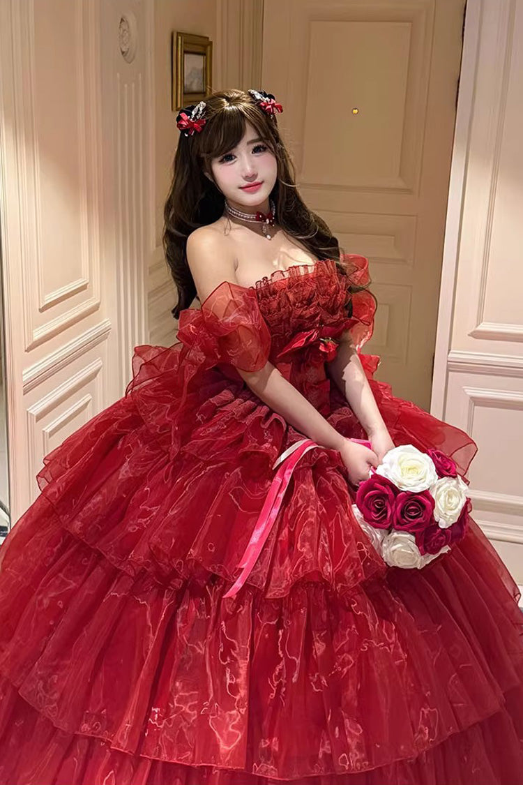 Ruffled Sleeveless Sweet Lolita Dress - Red Mousse Love Song