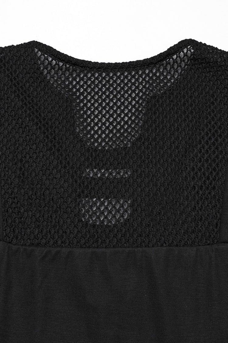 Plunging Mesh Punk Vest with Stitching