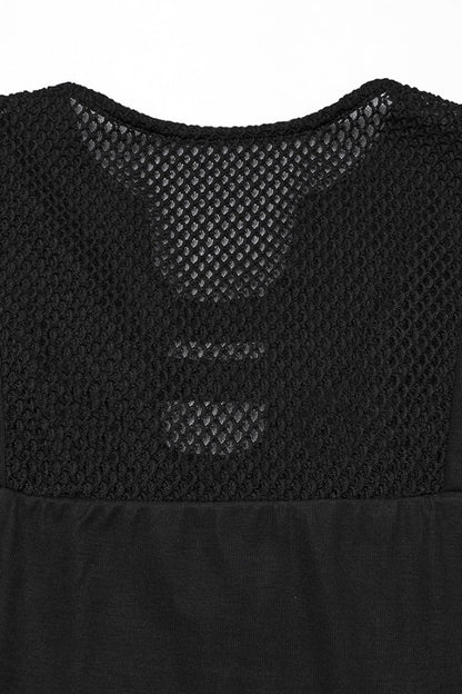 Plunging Mesh Punk Vest with Stitching