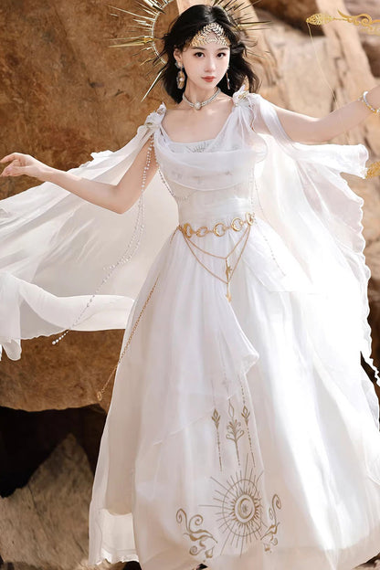 Chain Decorated Sweet Elegant Lolita Dress - White Aurelia of the Holy Light