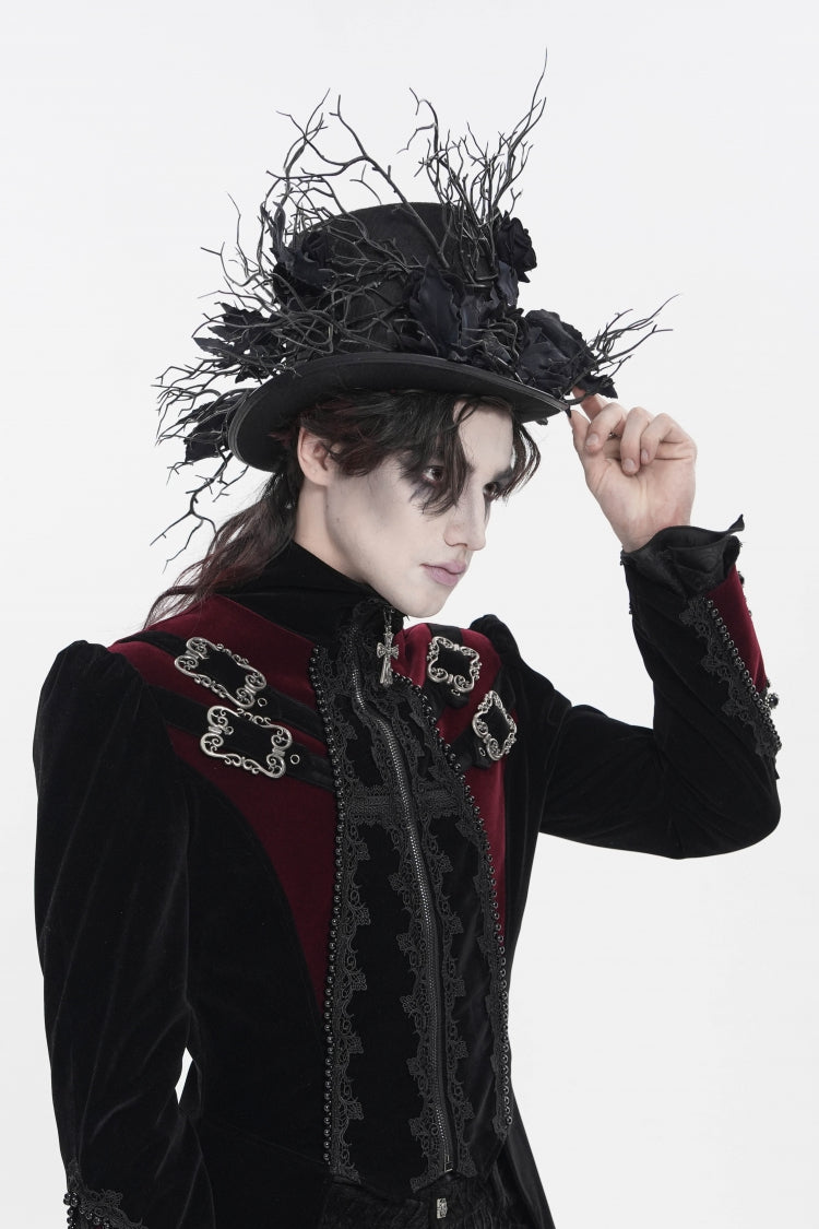 Gothic Hat with Rose Leaf and Branch Motif