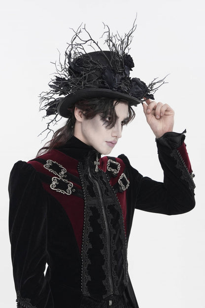 Gothic Hat with Rose Leaf and Branch Motif