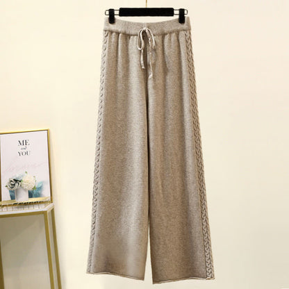 Leg Wide Chic Sweater Pants Set Cable