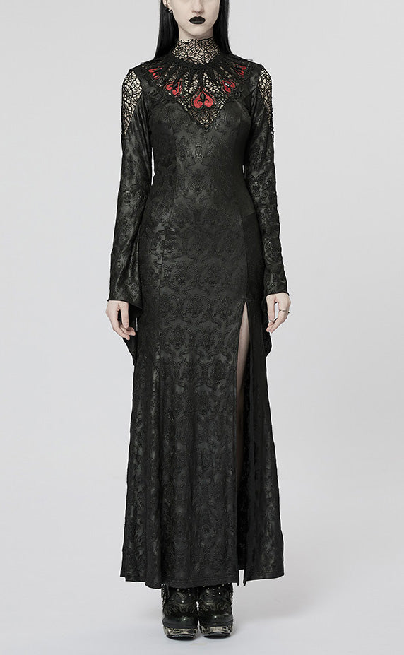 Long Sleeve Hollow Embroidery Women's Gothic Dress