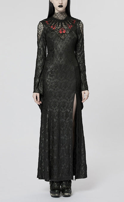 Long Sleeve Hollow Embroidery Women's Gothic Dress