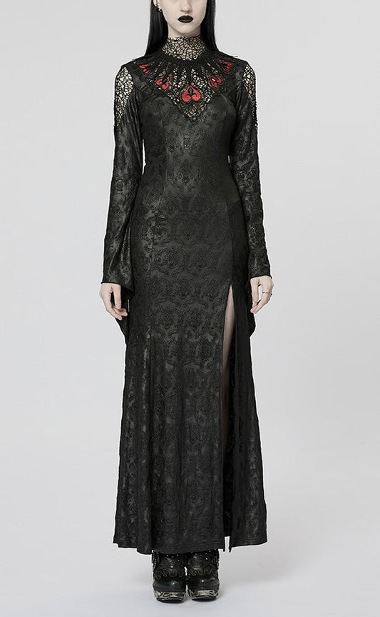 Long Sleeve Hollow Embroidery Women's Gothic Dress