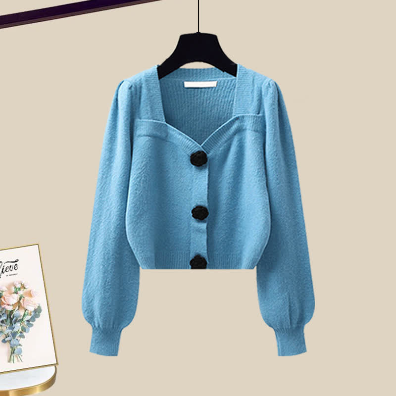 Sqaure Pants Plush Sweater Collar Casual Elegant Knit