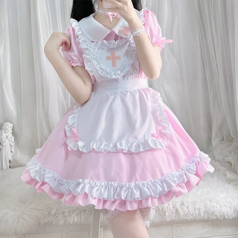 Ensemble robe lolita à volants et imprimé croix kawaii