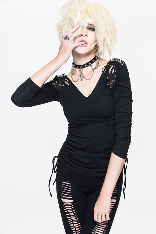 Womens V-Neck Knit Dress with Long Sleeves