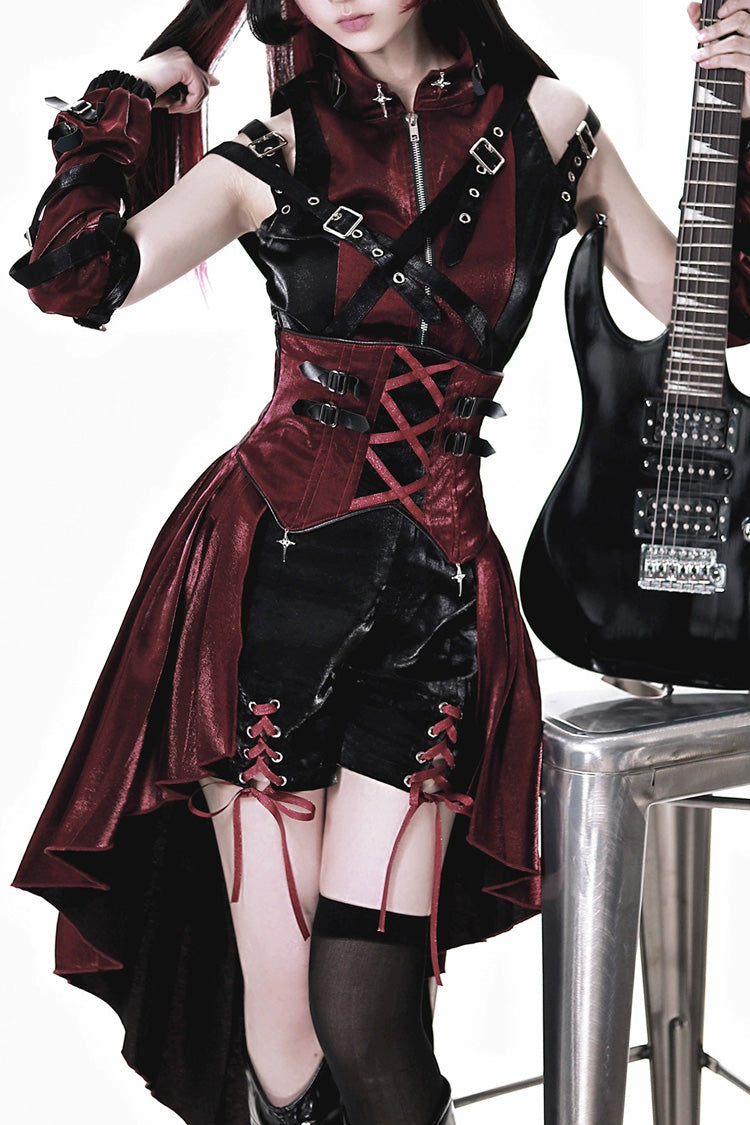 Chief Assassin Lace-Up Gothic Ouji Lolita Set - Noir