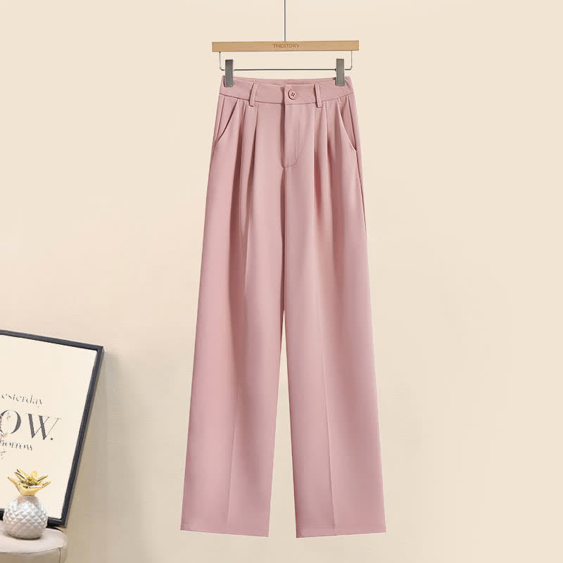 Chemise à revers rose et pantalon de costume décontracté