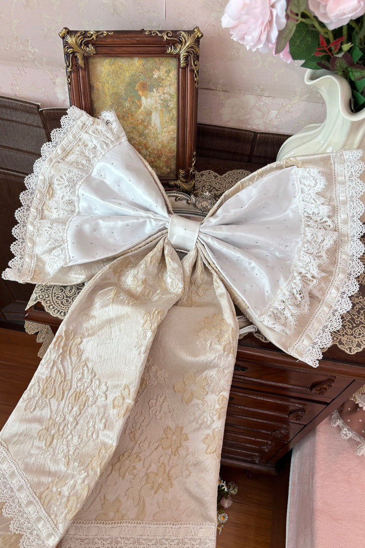 Moonlight Woven Flower Box Square Collar Layered Ruffled Embroidered Bow Lace Plus Size Lolita JSK Set in Yellow