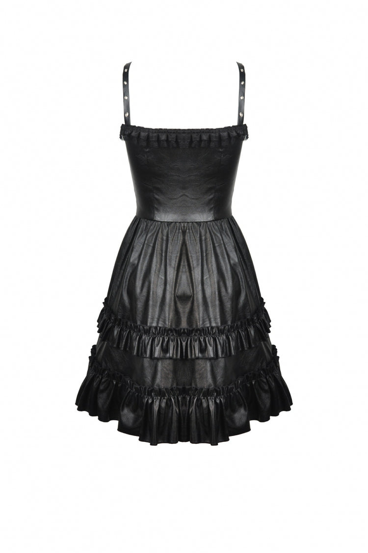 Layered Strap Gothic Dress with Buckles and Zippers