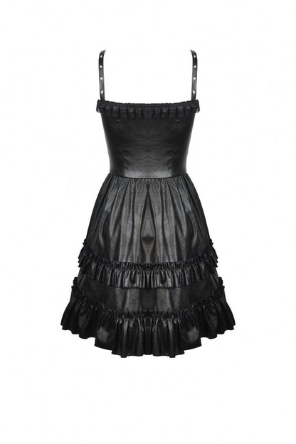 Layered Strap Gothic Dress with Buckles and Zippers