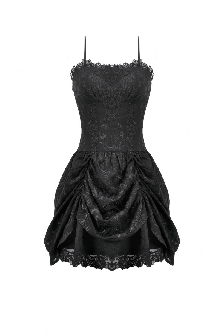 Embroidered Peplum Court Slip Dress in Gothic Style