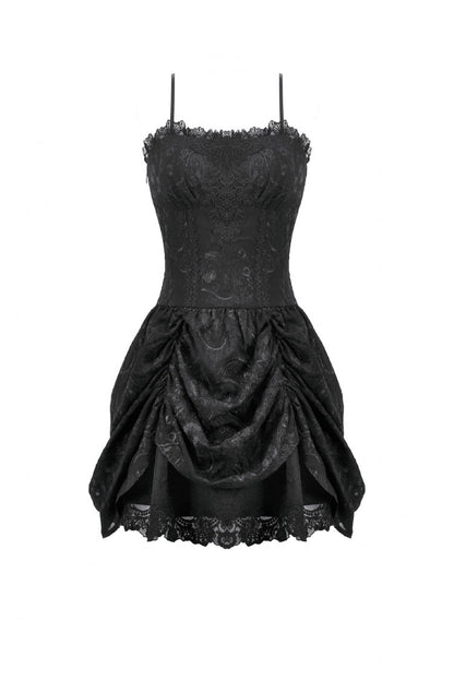 Embroidered Peplum Court Slip Dress in Gothic Style