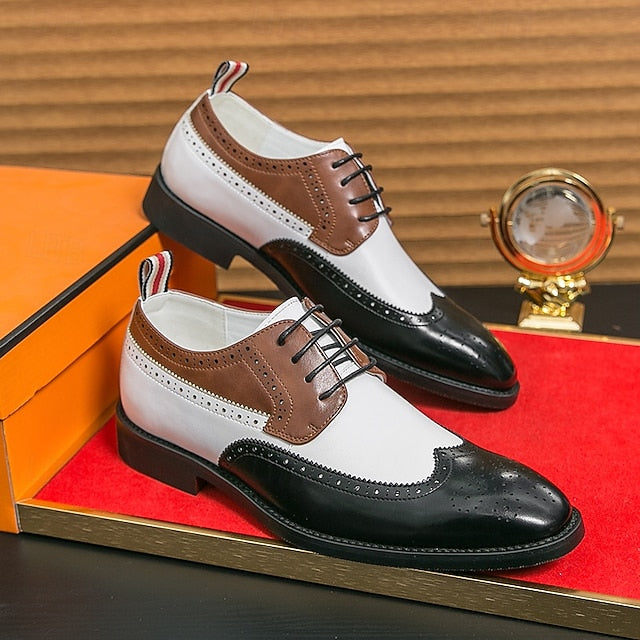 Dress Men's Wingtip White Oxford with Shoes Brown and