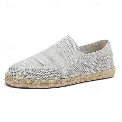 Men's Beige Vacation Espadrilles with Woven Design –