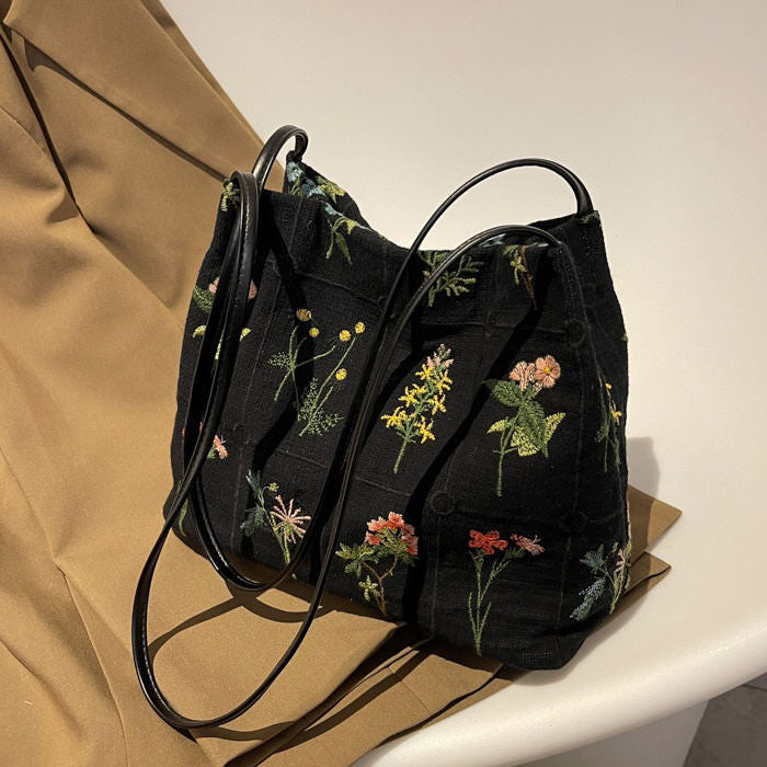 Plant Flower Embroidery Mini Bag