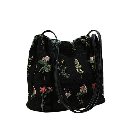 Mini-Tasche mit Pflanzenblumen-Stickerei