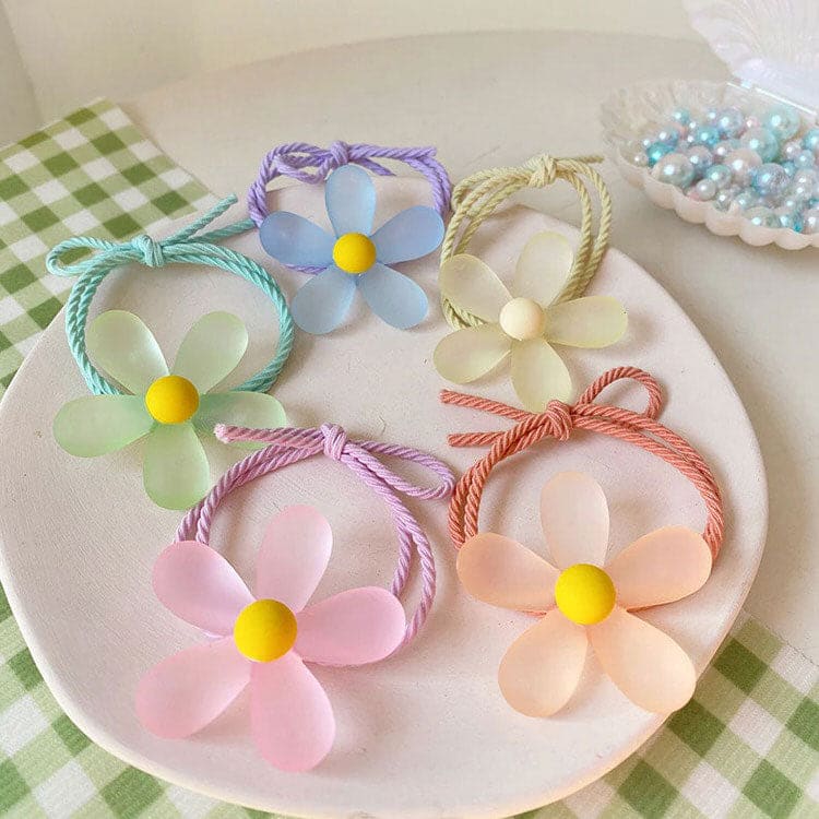 Flower Hair Tie Set - Standart/ 2pcs / Green - Other