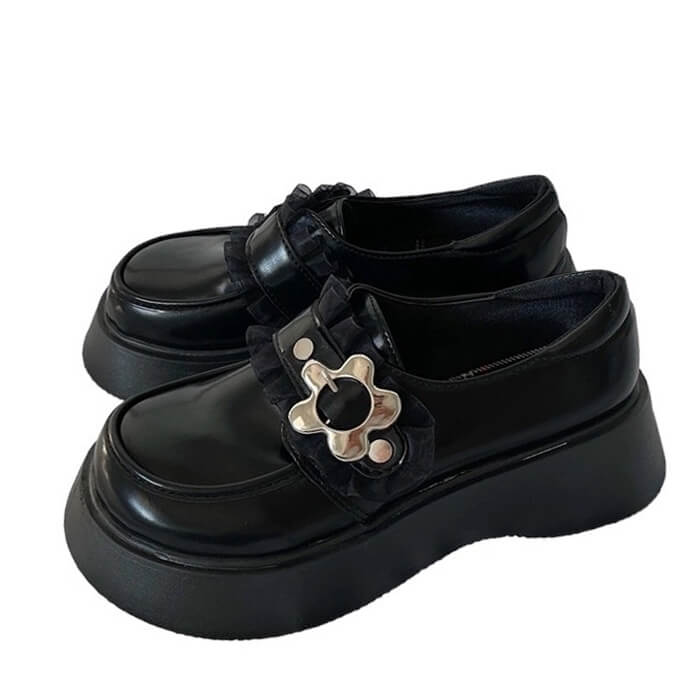 Flower Buckle Chunky Platforms