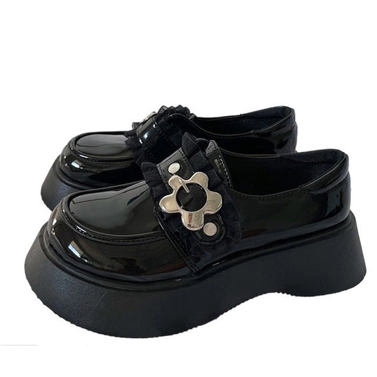 Flower Buckle Chunky Platforms