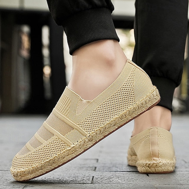 Men's Beige Vacation Espadrilles with Woven Design –