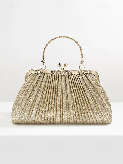 Purse Vintage Evening Clutch Women's Glitter with Pleated