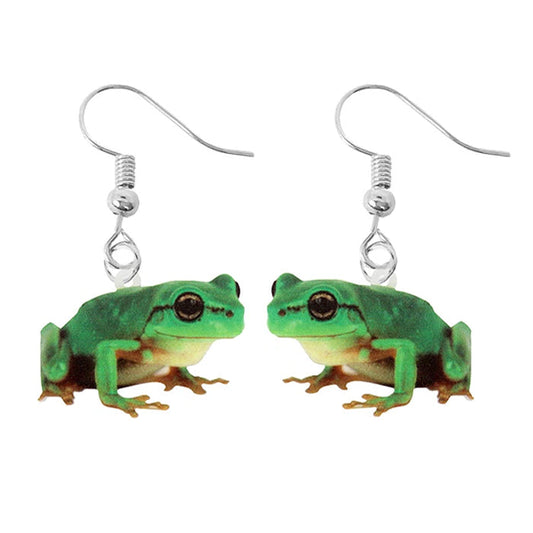 Boucles d'oreilles en acrylique en forme de grenouille