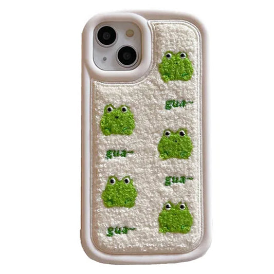 Coque iPhone avec broderie de grenouille