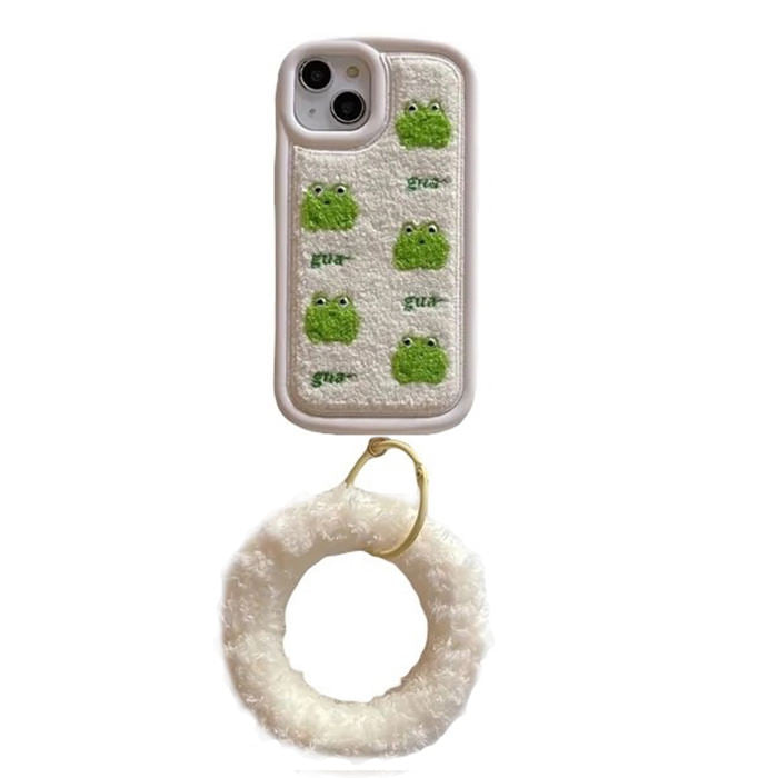 Coque iPhone avec broderie de grenouille