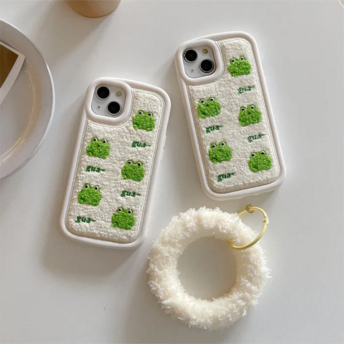 Coque iPhone avec broderie de grenouille