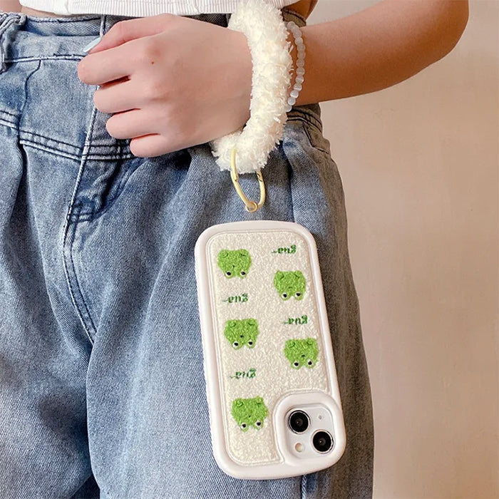 Coque iPhone avec broderie de grenouille