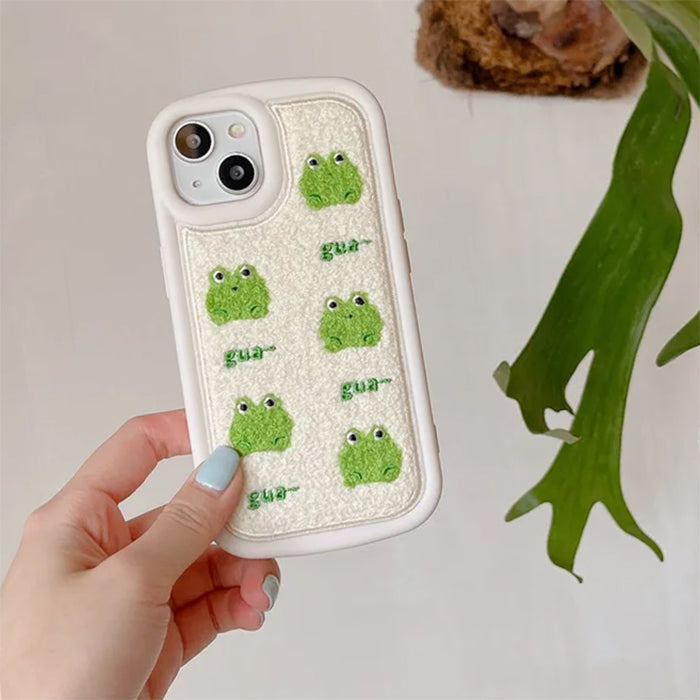 Coque iPhone avec broderie de grenouille