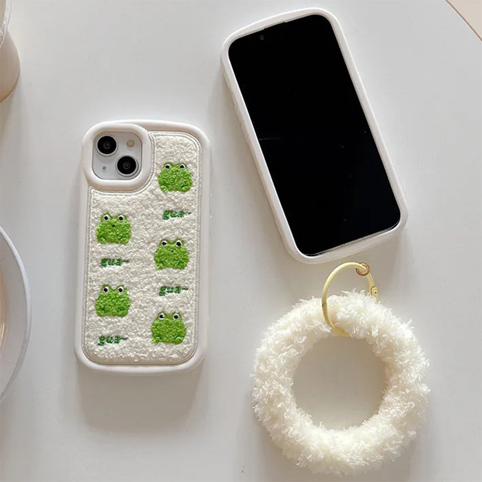 Coque iPhone avec broderie de grenouille