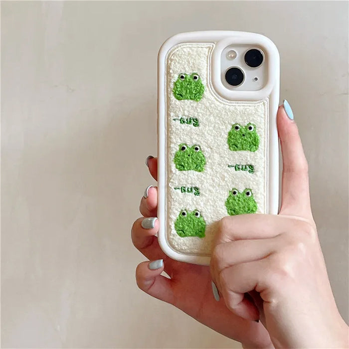 Coque iPhone avec broderie de grenouille