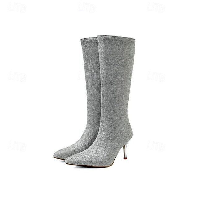 Sparkly Elegant Stiletto Knee-High – Boots Women's