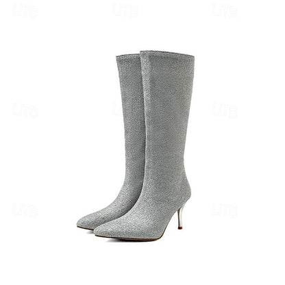 Sparkly Elegant Stiletto Knee-High – Boots Women's