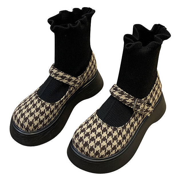 Elegant Check Sock Sandals