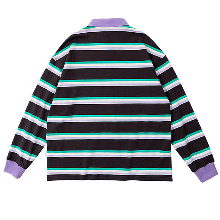 grape mint stripe rugby polo shirt boogzel clothing