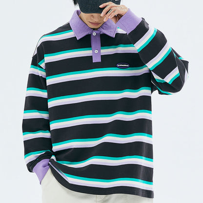 grape mint stripe rugby polo shirt boogzel clothing