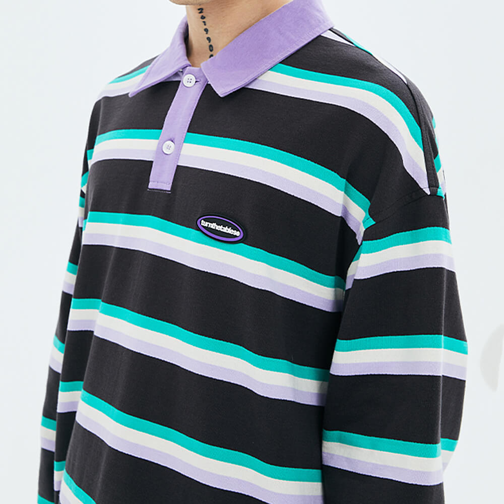 grape mint stripe rugby polo shirt boogzel clothing