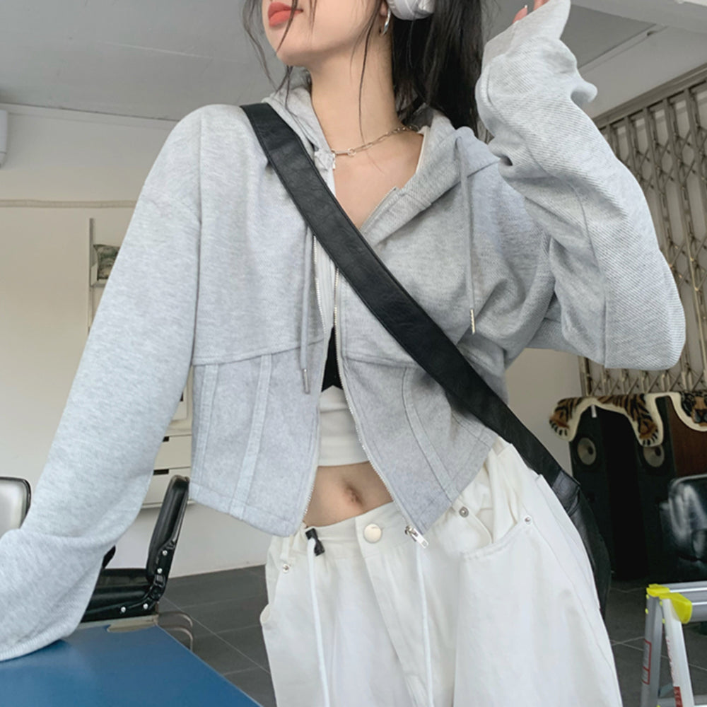 Basic Corset Zip Up Hoodie Detail