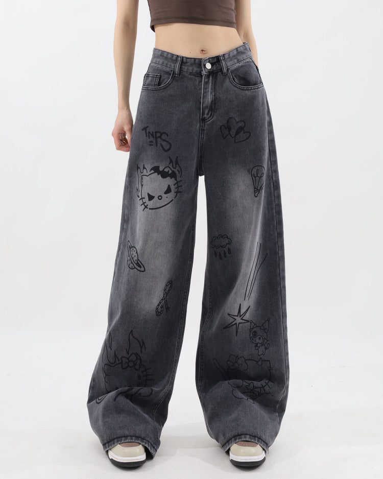 Y2K Denim Cat Jeans