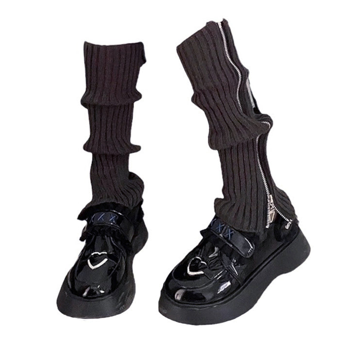 Y2K Black Zip Up Leg Warmers