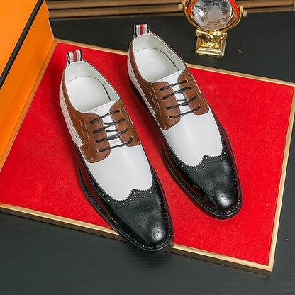 Dress Men's Wingtip White Oxford with Shoes Brown and