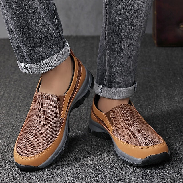 Men's Breathable Mesh Slip-on Sneakers with Rubber Sole -