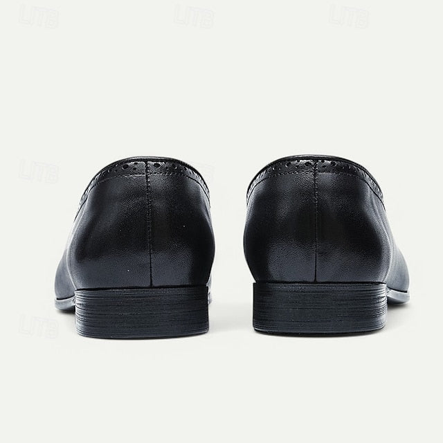 Men's Brown Leather Tassel Loafers with Brogue Detailing,