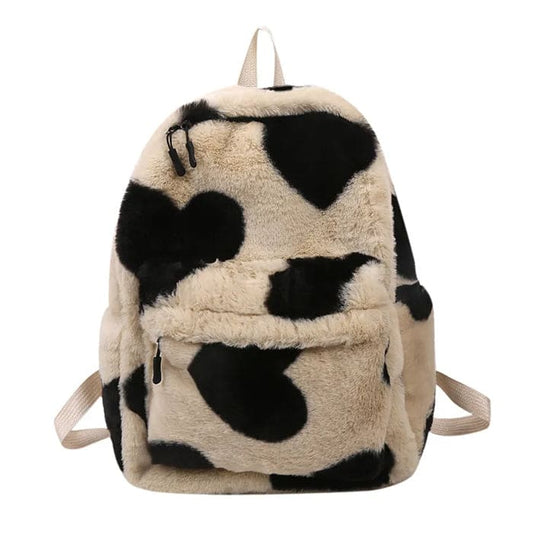 Heart Fuzzy Backpack - Backpacks